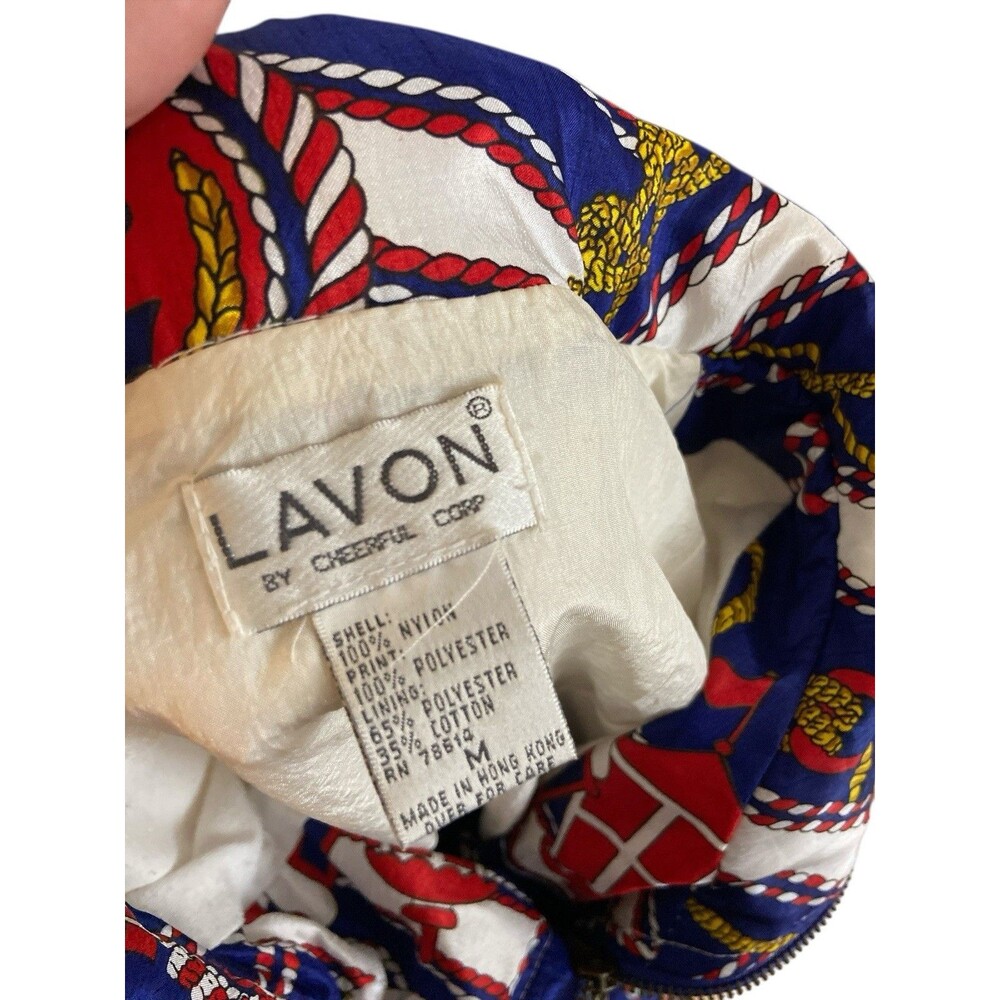 Nautical Pirate Jacket‎ Windbreaker Size M by Lady Avon 90s Granny Style Retro - Picture 8 of 9